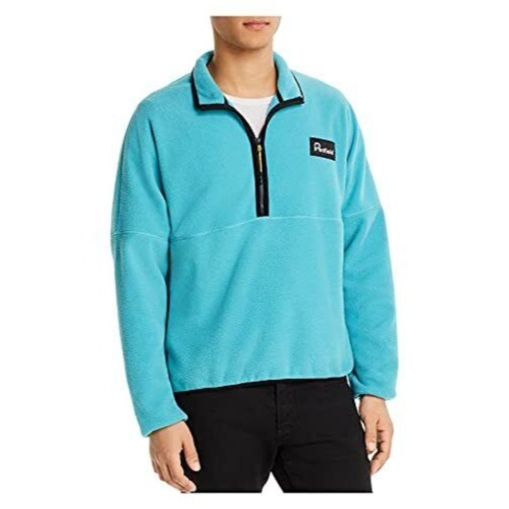 Penfield Mens Turquoise Classic Fit Quarter-Zip Fleece Sweater Blue Size XL